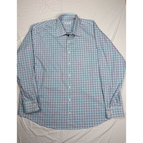 Men's Peter Millar Casual Button Up Plaid Shirt Blu Color Adult Size XXL - Picture 1 of 9